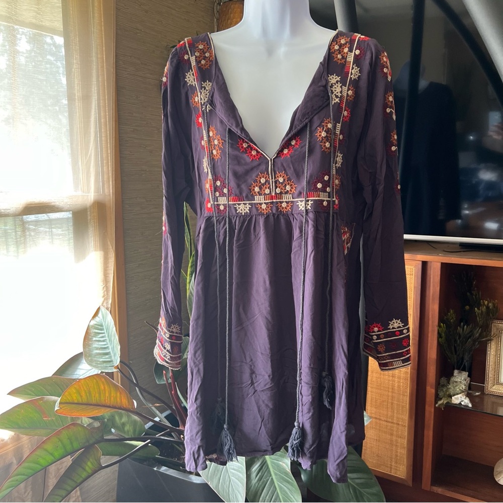 Embroidered Boho Tunic Dress